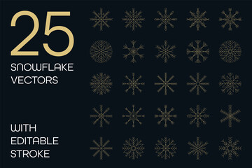 Wall Mural - snowflake icon vectors. set of minimalist snowflake illustrations in elegant linear style with edita