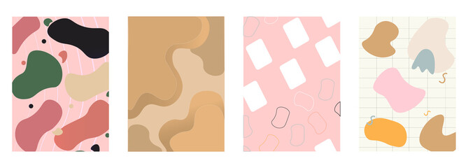 Wall Mural - set with modern abstract covers in minimalistic style. colorful geometric background. colorful templ