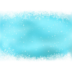 Wall Mural - Christmas sky snow blue frame with snowflakes