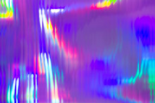 Holographic Abstract Background. Rainbow Neon Glass Texture Pattern. Trendy Colorful Reeded Refract Effect.