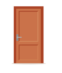 Canvas Print - Vector Closed Door with Frame Isolated on Background