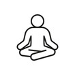 Meditate yoga, person sitting in lotus position, line icon. Relaxation, tranquility, rest, keep calm. Vector illustration