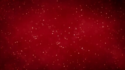 Wall Mural - beautiful 4k christmas animated background. small particles fly over the red background.