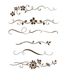 Aufkleber - Set of vintage calligraphic elements, decorative floral dividers and ornaments for your invitation design and scrapbook decor. Vector illustration.	