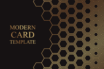 Wall Mural - modern geometric luxury black background for business or presentation or greeting card with golden h