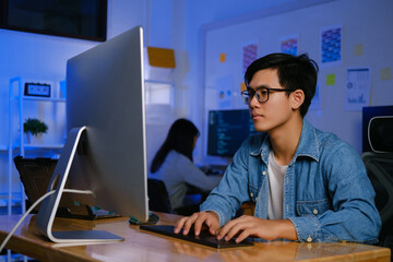 Programmers and developer teams are coding and developing softwa