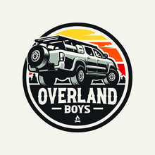 Adventure Overland Pickup Truck Logo. Ready Made Overland Truck 4x4 Emblem Circle Badge Logo