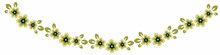 Illustration On A Sheet Of 4x1 Format - Stylized Flowers With Leaves - Graphics. Banner For Text, Gift