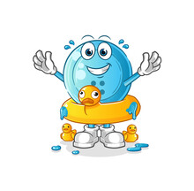 Shirt Button With Duck Buoy Cartoon. Cartoon Mascot Vector