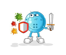 Shirt Button Against Viruses Cartoon. Cartoon Mascot Vector