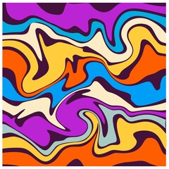 Wall Mural - Colorful striped background. 1960s Style Color Waves Backgrounds.