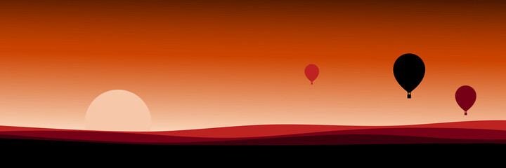 Wall Mural - hot air balloon flying in the sky vector illustration good for wallpaper, background, backdrop, banner, toursim, and design template