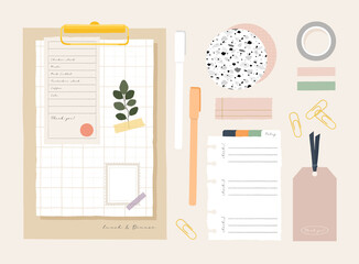 memo template. notes used in a diary or office.