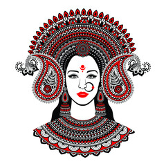 Wall Mural - Happy Navratri, Vector Illustration Maa Durga beautiful graphic trendy design for durga puja