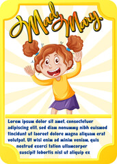 Sticker - Character game card template with word Mad Mary