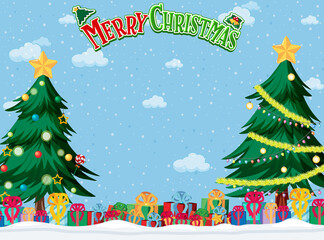 Wall Mural - Merry Christmas background template with Christmas tree