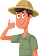 © nicoletaionescu - Man Wearing Safari Costume Holding Thumbs Up Vector Cartoon