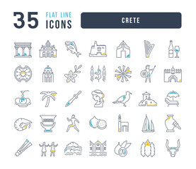 Poster - Set of linear icons of Crete