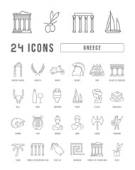 Wall Mural - Set of linear icons of Greece