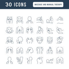 Wall Mural - set of linear icons of massage and manual therapy