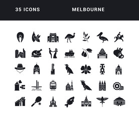 Wall Mural - Set of simple icons of Melbourne