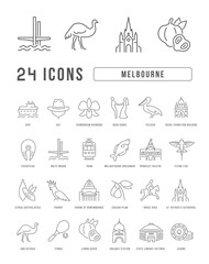 Wall Mural - set of linear icons of melbourne
