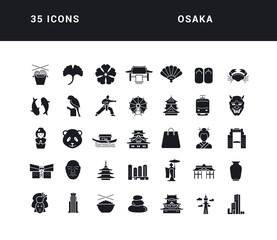 Poster - Set of simple icons of Osaka