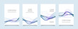 白の背景に青と紫のウェーブラインのベクターカバーデザインセット（イラスト）。ビジネスのパンフレット、カード、ポスターなどの背景として。