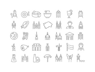 Canvas Print - Prague. Collection of perfectly thin icons for web design, app, and the most modern projects. The kit of signs for category Education.