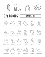 Sticker - Sanitation. Collection of perfectly thin icons for web design, app, and the most modern projects. The kit of signs for category Medicine.