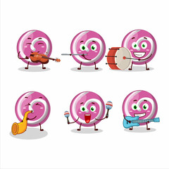 Poster - Cartoon character of pink sweet candy playing some musical instruments