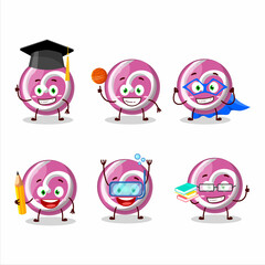 Poster - School student of pink sweet candy cartoon character with various expressions