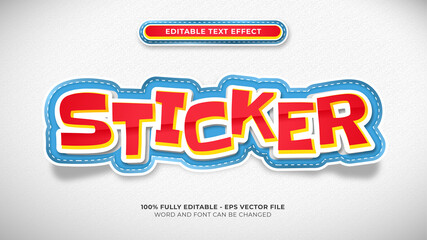 title text effect template. Sticker cartoon font style, layered vector