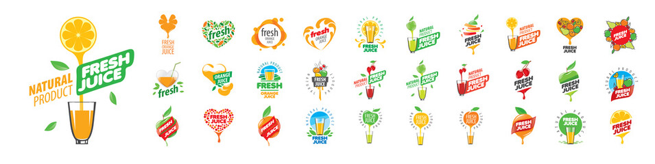 Wall Mural - A set of Fresh vector logos on a white background