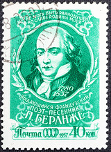 RUSSIA - CIRCA 1957: A Stamp Printed In USSR Shows Pierre Jean De Beranger 1780-1857 , French Song Writer, 1957
