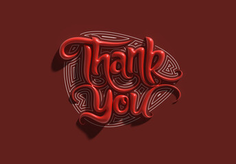 Wall Mural - 3D Render Thank You Lettering Typographical