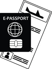 Sticker - e-passport icon vector, modern electronic passport icon