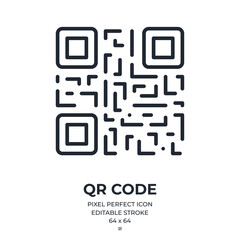 Canvas Print - qr code editable stroke outline icon isolated on white background flat vector illustration. pixel pe