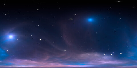 Wall Mural - 360 degree space background with nebula and stars, equirectangular projection, environment map. hdri