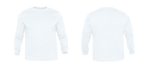 Wall Mural - Blank long sleeve T Shirts color white template front and back view on white background
