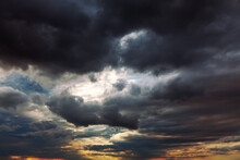 Storm Black Clouds . Apocalyptic Sky . Darkness With Cloudscape