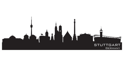 Fototapete - Stuttgart Germany city skyline vector silhouette