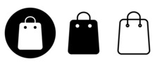Shopping Bag Icon Set. Grocery Bag Linear Icons. Vector Signs And Symbols Collection.