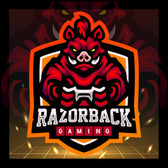 Wall Mural - Razorback mascot. esport logo badge