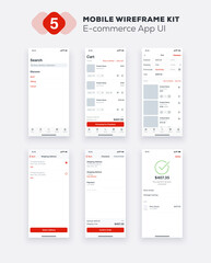 Wall Mural - mobile app ecommerce ui, ux design kit. business web site or mobile template. responsive gui layout.