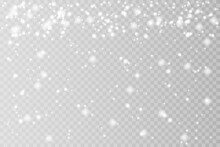 Falling Christmas Shining Transparent Beautiful, Little Snow Isolated On Transparent Background. Snow Flakes, Snow Background. Vector Heavy Snowfall, Snowflakes In Different Shapes And Forms.