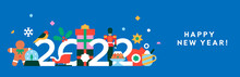 Happy New Year 2022 Flat Holiday Decoration Banner