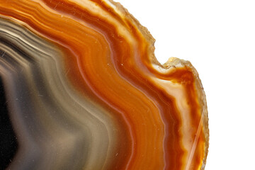 Macro stone Agate mineral on white background