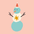 Christmas doodle Santa snowman childish cartoon boho naive funky handdrawn style art vector 