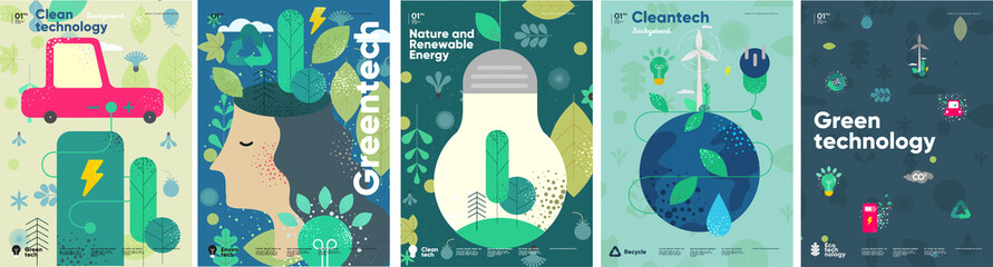 recycle. nature and renewable energy. green energy and natural resource conservation. set of vector 